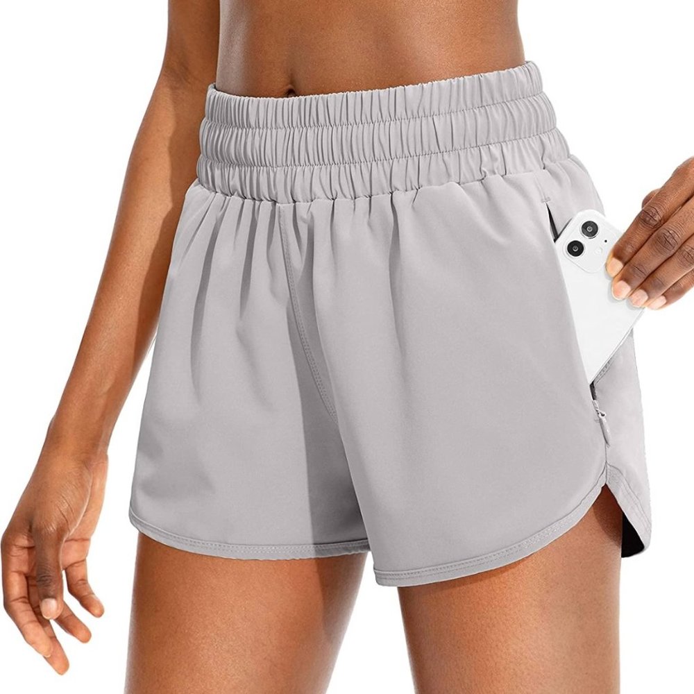 SANTINY Light Grey Womens Running Shorts
